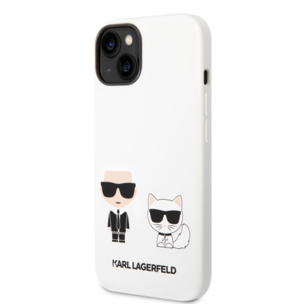 Karl Lagerfeld and Choupette Liquid Silicone Zadní Kryt pro iPhone 14 Plus White, KLHCP14MSSKCW