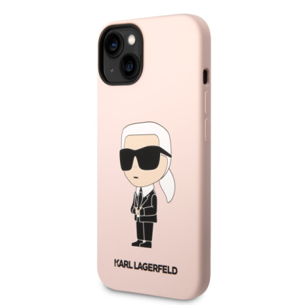 Karl Lagerfeld Liquid Silicone Ikonik NFT Zadní Kryt pro iPhone 14 Plus Pink, KLHCP14MSNIKBCP