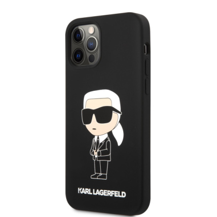 Karl Lagerfeld Liquid Silicone Ikonik NFT Zadní Kryt pro iPhone 12/12 Pro Black, KLHCP12MSNIKBCK