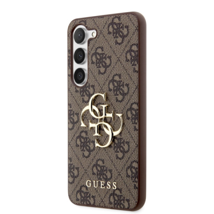 Guess PU 4G Metal Logo Zadní Kryt pro Samsung Galaxy S23+ Brown, GUHCS23M4GMGBR