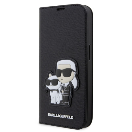 Karl Lagerfeld PU Saffiano Karl and Choupette NFT Book Pouzdro pro iPhone 14 Pro Black, KLBKP14LSANKCPK