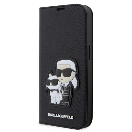 Karl Lagerfeld PU Saffiano Karl and Choupette NFT Book Pouzdro pro iPhone 14 Pro Max Black, KLBKP14XSANKCPK