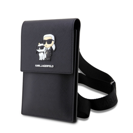 Karl Lagerfeld Saffiano Metal Logo NFT Taška na Telefon Black, KLWBSAKCPMK