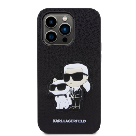 Karl Lagerfeld PU Saffiano Karl and Choupette NFT Zadní Kryt pro iPhone 13 Pro Black, KLHCP13LSANKCPK