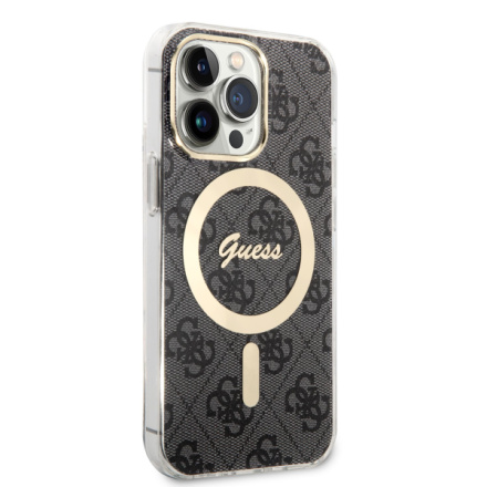 Guess IML 4G MagSafe Zadní Kryt pro iPhone 13 Pro Black, GUHMP13LH4STK