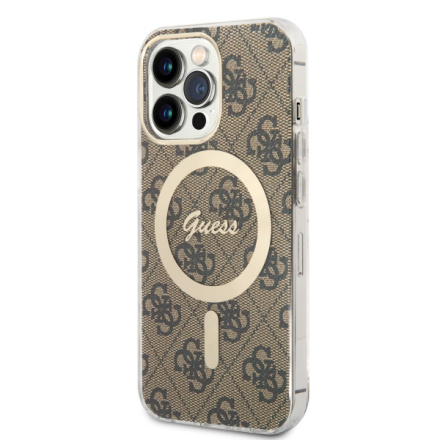 Guess IML 4G MagSafe Zadní Kryt pro iPhone 13 Pro Brown, GUHMP13LH4STW