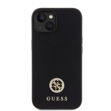 Guess PU 4G Strass Metal Logo Zadní Kryt pro iPhone 15 Black, GUHCP15SPS4DGPK