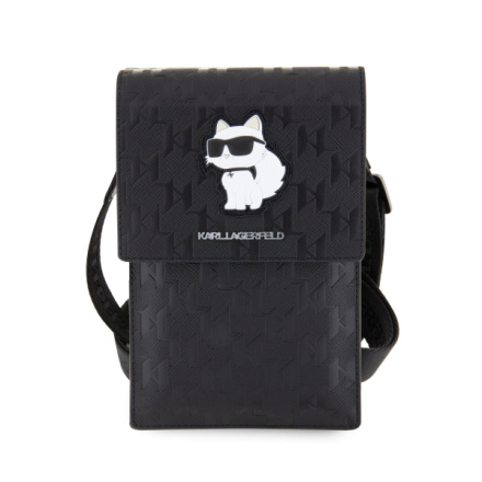 Karl Lagerfeld Saffiano Monogram Choupette NFT Taška na Telefon Black, KLWBSAKHPCK