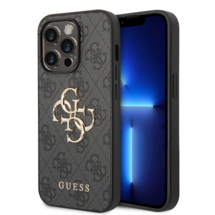 Guess PU 4G Metal Logo Zadní Kryt pro iPhone 15 Pro Max Grey, GUHCP15X4GMGGR