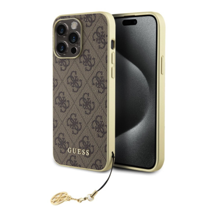 Guess 4G Charms Zadní Kryt pro iPhone 15 Pro Max Brown, GUHCP15XGF4GBR