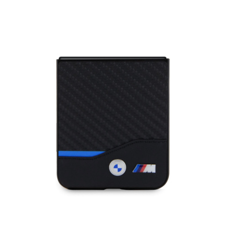BMW M PU Carbon Blue Line Zadní Kryt pro Samsung Galaxy Z Flip 5 Black, BMHCZF522NBCK