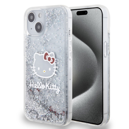 Hello Kitty Liquid Glitter Electroplating Head Logo Zadní Kryt pro iPhone 13 Transparent, HKHCP13MLIKHET