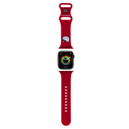 Hello Kitty Liquid Silicone Kitty Head Logo Řemínek pro Apple Watch 38/40mm Red, HKAWMSCHBLR