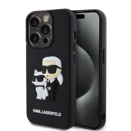 Karl Lagerfeld 3D Rubber Karl and Choupette Zadní Kryt pro iPhone 13 Pro Black, KLHCP13L3DRKCNK