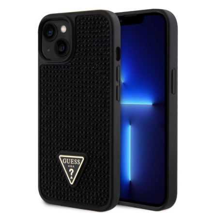 Guess Rhinestones Triangle Metal Logo Kryt pro iPhone 15 Black, GUHCP15SHDGTPK