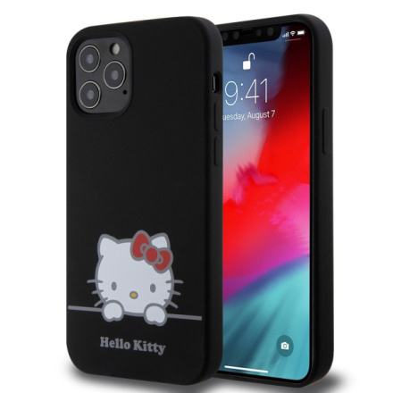 Hello Kitty Liquid Silicone Daydreaming Logo Zadní Kryt pro iPhone 12/12 Pro Black, HKHCP12MSKCDKK