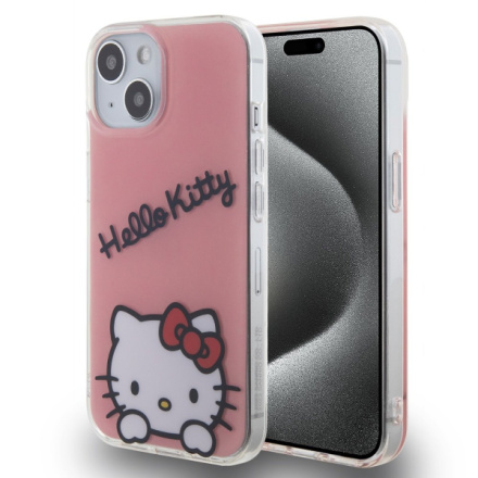 Hello Kitty IML Daydreaming Logo Zadní Kryt pro iPhone 15 Pink, HKHCP15SHKDSP