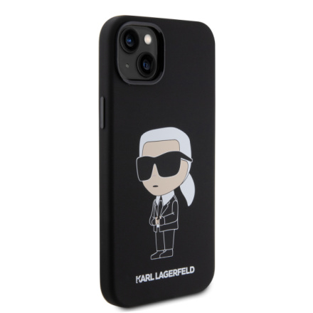 Karl Lagerfeld Liquid Silicone Ikonik NFT Zadní Kryt pro iPhone 15 Plus Black, KLHCP15MSNIKBCK