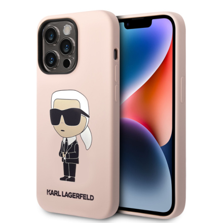 Karl Lagerfeld Liquid Silicone Ikonik NFT Zadní Kryt pro iPhone 15 Pro Max Pink, KLHCP15XSNIKBCP