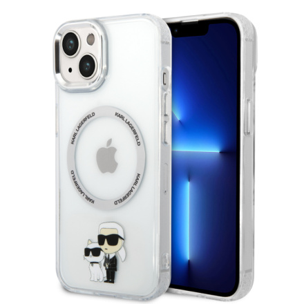 Karl Lagerfeld IML Karl and Choupette NFT MagSafe Zadní Kryt pro iPhone 15 Transparent, KLHMP15SHNKCIT