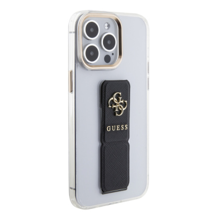 Guess PU Grip Stand 4G Metal Logo Zadní Kryt pro iPhone 15 Pro Max Black, GUHCP15XHGSSA4K