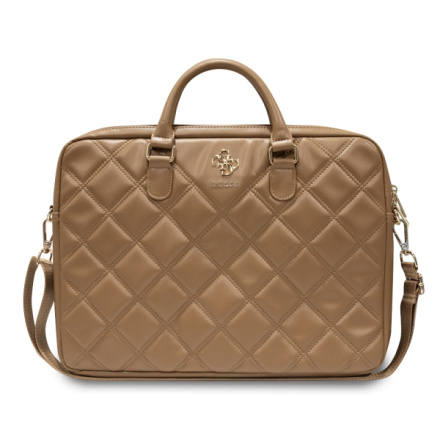 Guess PU Quilted 4G Metal Logo Taška na Notebook 15/16" Brown, GUCB15ZPSQSSGW