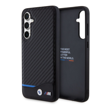 BMW M PU Carbon Blue Line Zadní Kryt pro Samsung Galaxy S23 FE Black, BMHCS23FE22NBCK