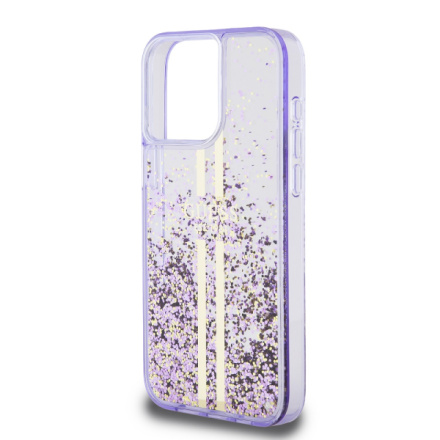 Guess PC/TPU Liquid Glitter Gold Stripe Zadní Kryt pro iPhone 15 Pro Max Purple, GUHCP15XLFCSEGU