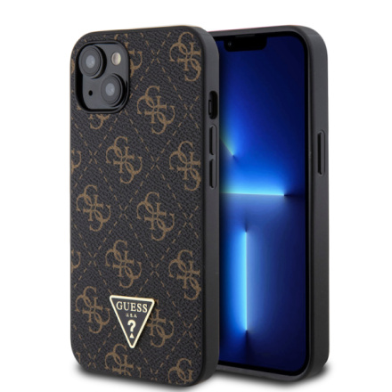 Guess PU Leather 4G Triangle Metal Logo Zadní Kryt pro iPhone 13 Black, GUHCP13MPG4GPK