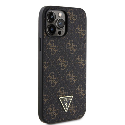 Guess PU Leather 4G Triangle Metal Logo Zadní Kryt pro iPhone 13 Pro Max Black, GUHCP13XPG4GPK