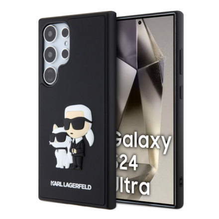 Karl Lagerfeld 3D Rubber Karl and Choupette Zadní Kryt pro Samsung Galaxy S24 Ultra Black, KLHCS24L3DRKCNK