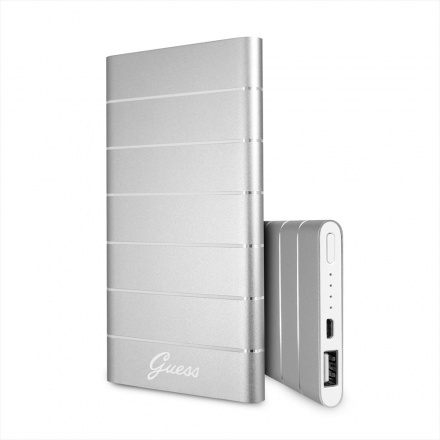 GUPBALSTSI Guess Stripes Alluminium Power Bank 5000mAh Silver, 2438480