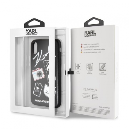KLHCPXPIN Karl Lagerfeld Pins Hard Case Black pro iPhone X, 2439206