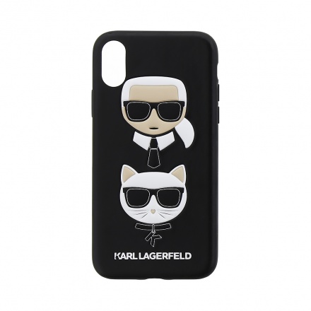 Karl Lagerfeld Karl and Choupette Hard Case Black pro iPhone X/XS, KLHCPXKICKC