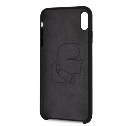 KLHCI65SLBKS Karl Lagerfeld Silver Logo Silicone Case Black pro iPhone XS Max, 2440683