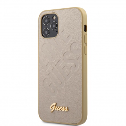 GUHCP12MPUILGLG Guess Iridescent Love Zadní Kryt pro iPhone 12/12 Pro 6.1 Gold, 2453518