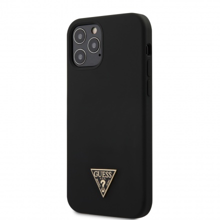 GUHCP12MLSTMBK Guess Silicone Metal Triangle Zadní Kryt pro iPhone 12/12 Pro 6.1 Black, 2453506