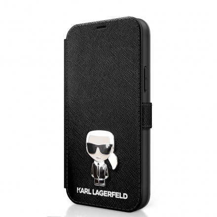 KLFLBKP12LIKMSBK Karl Lagerfeld Saffiano Iconic Book Pouzdro pro iPhone 12 Pro Max 6.7 Black, 2454155