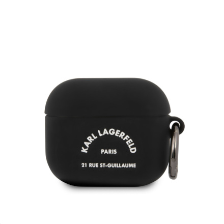 Karl Lagerfeld Rue St Guillaume Silikonové Pouzdro pro Airpods 3 Black, KLACA3SILRSGBK