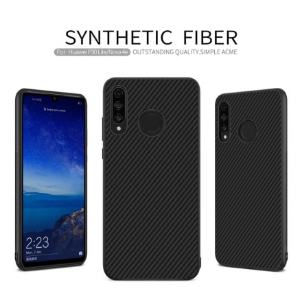 Nillkin Synthetic Fiber Ochranný Zadní Kryt Carbon Black pro Huawei P30 Lite, 2445678
