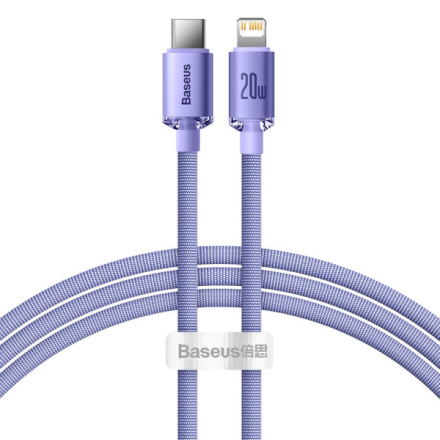 Baseus  Crystal Shine Series Datový Kabel USB-C - Lightning 20W 1,2m Purple, CAJY000205