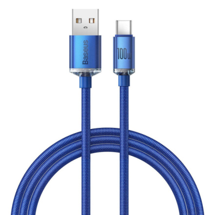 Baseus  Crystal Shine Series Datový Kabel USB - USB-C 100W 1,2m Blue, CAJY000403