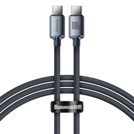 Baseus  Crystal Shine Series Datový Kabel USB-C - USB-C 100W 1,2m Black, CAJY000601