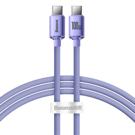 Baseus  Crystal Shine Series Datový Kabel USB-C - USB-C 100W 1,2m Purple, CAJY000605