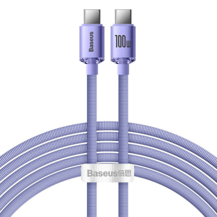 Baseus  Crystal Shine Series Datový Kabel USB-C - USB-C 100W 2m Purple, CAJY000705