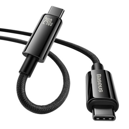 Baseus  Tungsten Gold Fast Charging Datový Kabel USB-C - USB-C 240W 1m Black, CAWJ040001