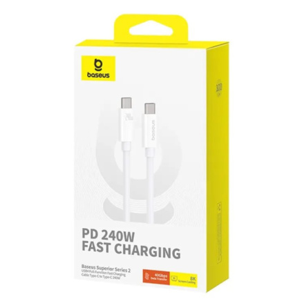 Baseus Superior Series 2 Fast Charging Datový Kabel USB-C - USB-C 240W 1m Moon White, P10365200211-02