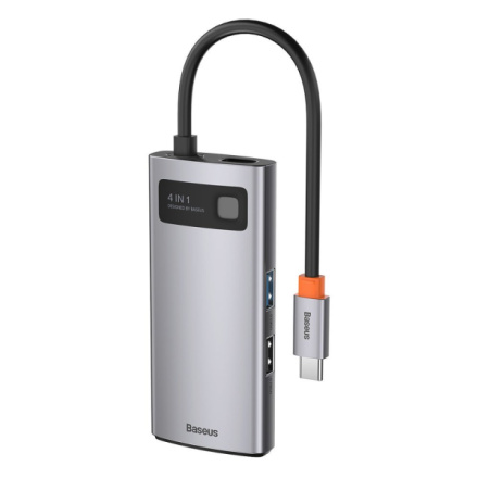 Baseus CAHUB-CY0G Metal Gleam 4v1 Dokovací Stanice USB - C / HDMI, USB 3.0, PD, USB 2.0 Gray , 57983106086