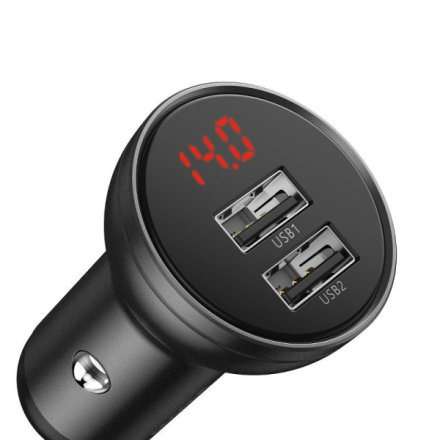 Baseus  Nabíječka do Auta s Displejem 24W 2x USB Grey, CCBX-0G