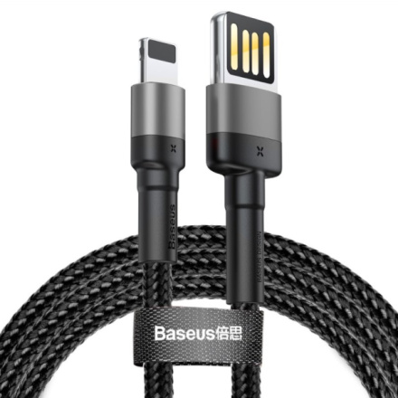 Baseus  Cafule Kabel USB to Lightning Double Sided 2.4A 1m Grey/Black, CALKLF-GG1